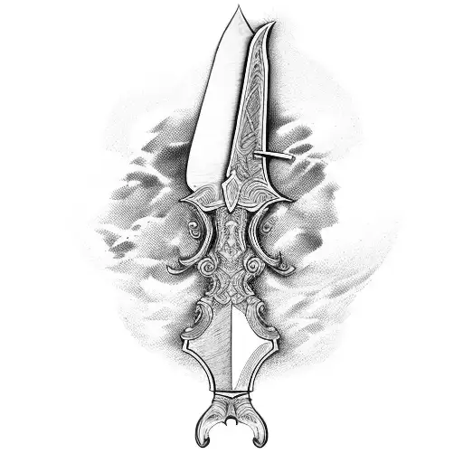 sword with two edges tattoo design idea