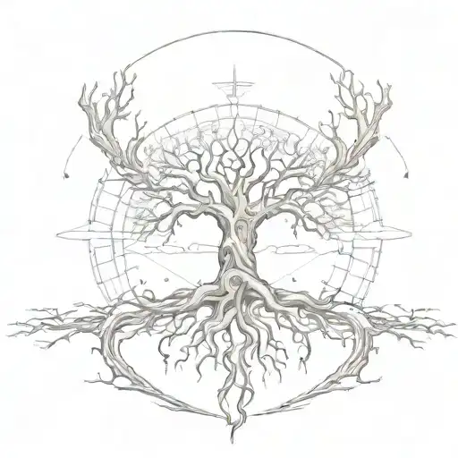 tree of life with roots circling a helm of awe inspiring tattoo tattoo design idea