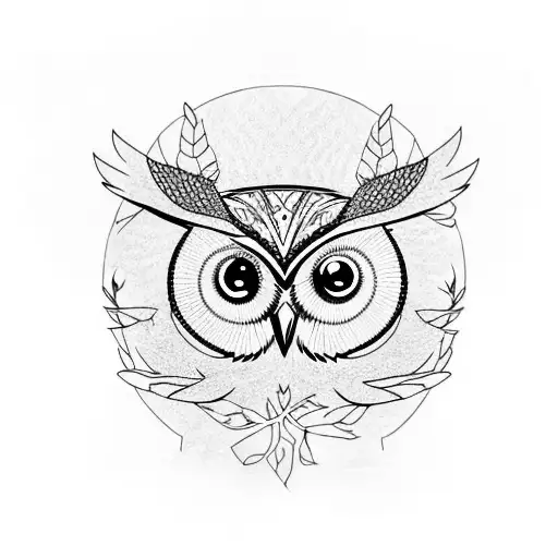 owl on an olive branch tattoo design idea