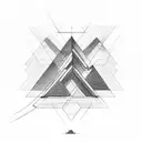 R with 1999 and 5 Triangles tattoo design idea