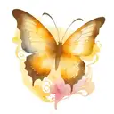 A black open star on the left and right of the front neck with a butterfly in the middle of neck.  tattoo design idea