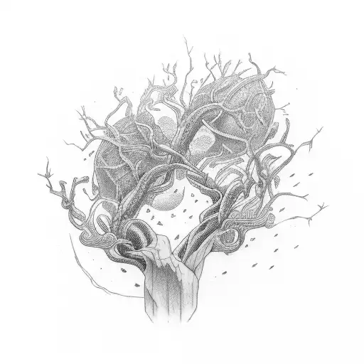 root and thunderbolt tattoo design idea