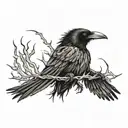 raven with its wings spread, with thorns surrounding it  tattoo design idea