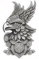 Aztec eagle statue head tattoo design idea