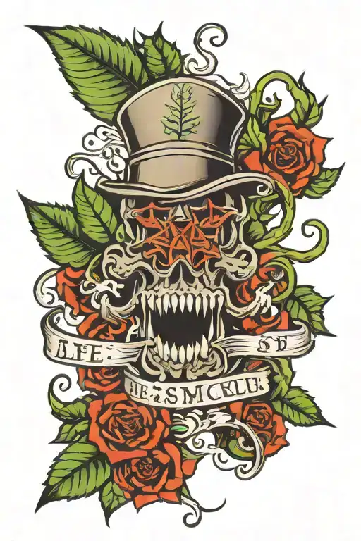 design around lyrics saying "life sucks, i'm hip i smoke weed and talk shit" tattoo design idea