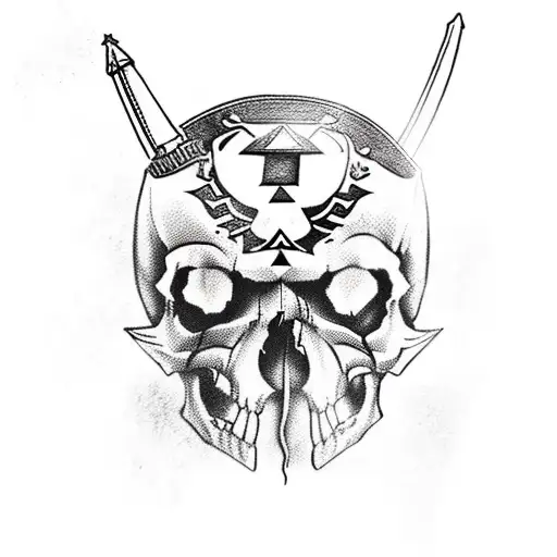 Legend of Zelda on a hawg motorcycle skull gun skeleton grim reaper amaerican flag tribal Link tattoo design idea