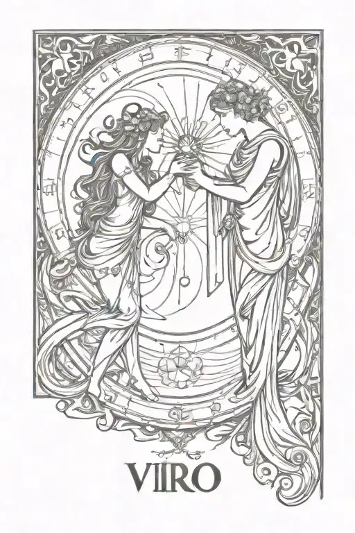 Gemini and Virgo zodiac sign tattoo design idea