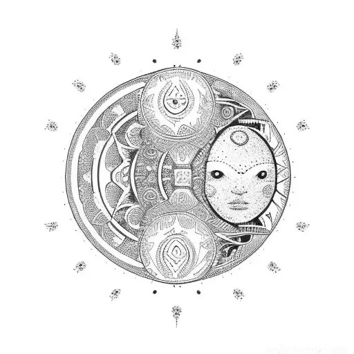 sol y luna tattoo design idea