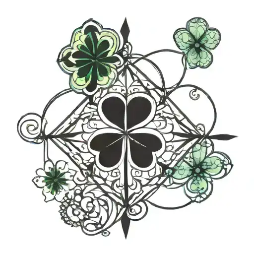 church stained glass window on arm with 4 leaf clover at top, images of grace, salvation and anxiety tattoo design idea
