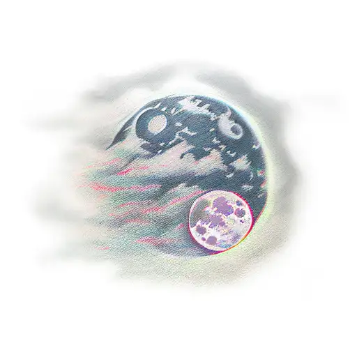 león observando la luna tattoo design idea