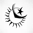   It should be sun and moon.   A boomerang revolving around it.   Some stars on the edge  tattoo design idea