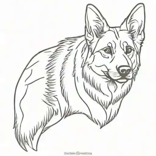 german shepherd dog outline tattoo design idea