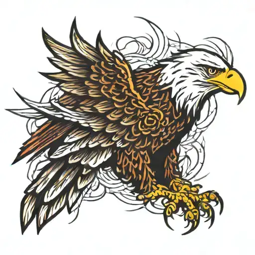 bald eagle barb wire rose flames arm  tattoo design idea
