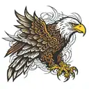 bald eagle barb wire rose flames arm  tattoo design idea