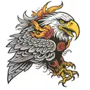 bald eagle barb wire rose flames arm  tattoo design idea