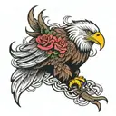 bald eagle barb wire rose flames arm  tattoo design idea