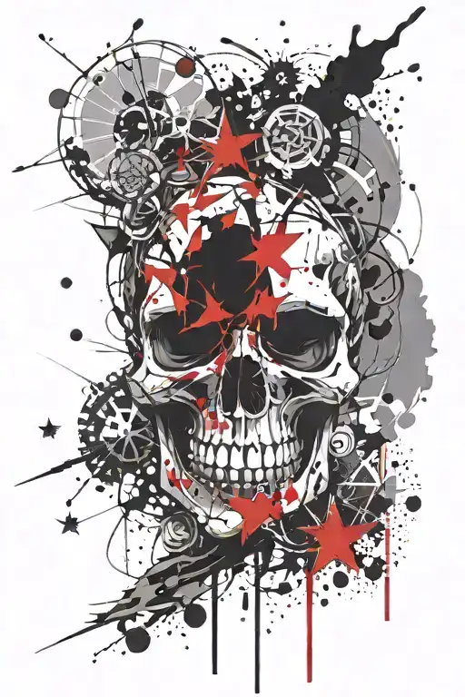 2 star skull tattoo design idea