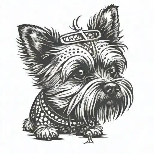 skiing Yorkshire terrier tattoo design idea