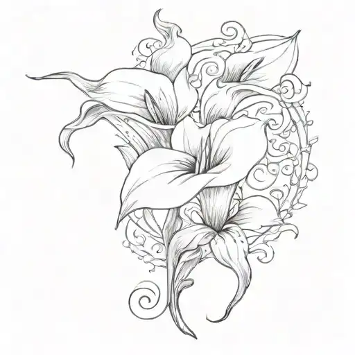 "bella" written in cursive next to a small calla lily  tattoo design idea