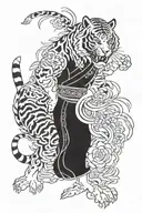 zodiac virgo and year of tiger fighting tattoo design idea