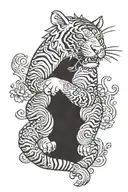 zodiac virgo and year of tiger fighting tattoo design idea