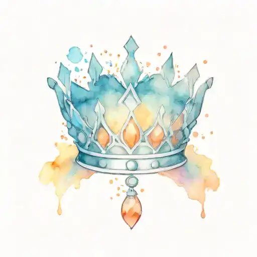 simple crown with amber stone  tattoo design idea