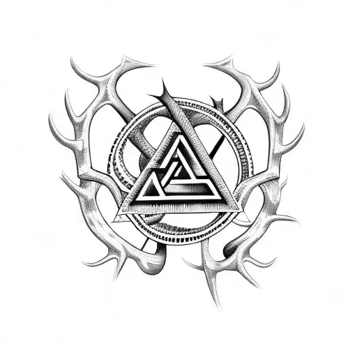 Valknut Symbol deer antlers  tattoo design idea