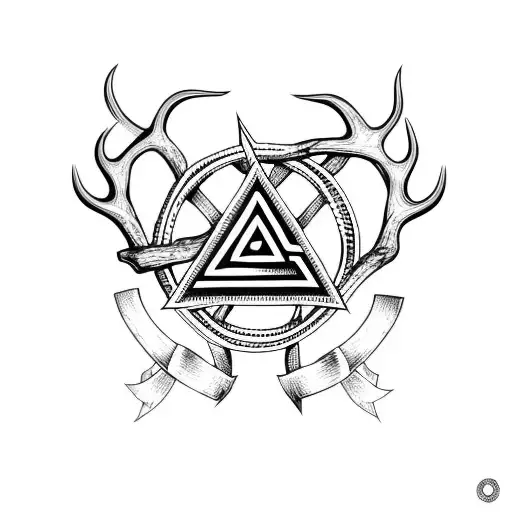 Valknut Symbol deer antlers  tattoo design idea