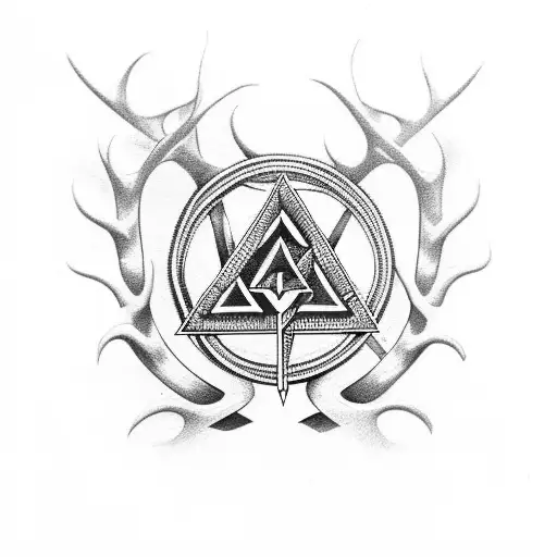 Valknut Symbol deer antlers  tattoo design idea