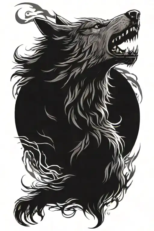 fenrir breaking free tattoo design idea