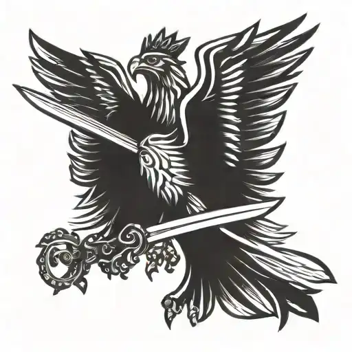 polish eagle and sword tattoo design idea