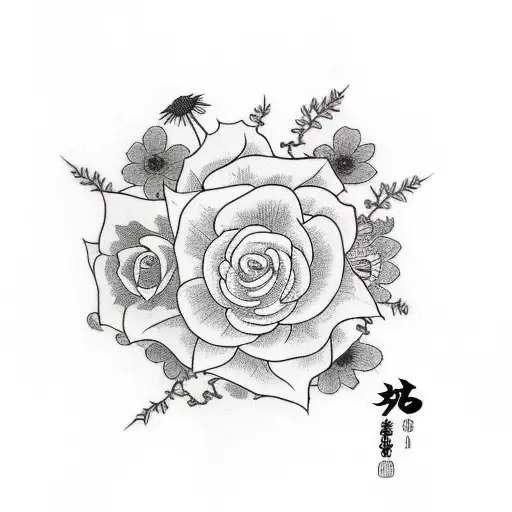 punpun from manga with a little flower tattoo design idea