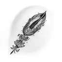 Flute with Peacock Feather tattoo design idea