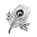 Flute with Peacock Feather tattoo design idea