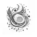 Flute with Peacock Feather tattoo design idea