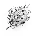 Flute with Peacock Feather tattoo design idea