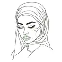 outline of a girl in a hijab without a face with the inscription one eva tattoo design idea