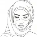 one line face in hijab without a face with one line inscription tattoo design idea