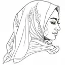 one line face in hijab without a face with one line inscription tattoo design idea