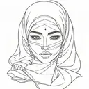 one line face in hijab without a face with one line inscription tattoo design idea