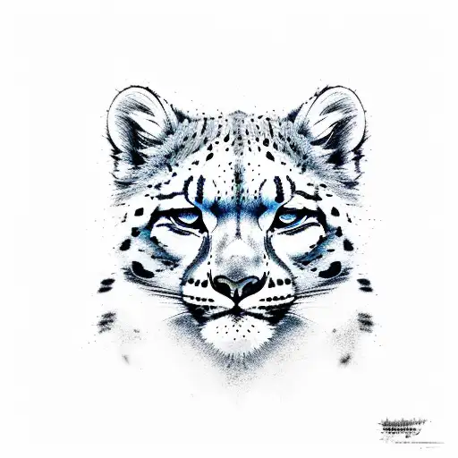 Snow leopard head tattoo design idea