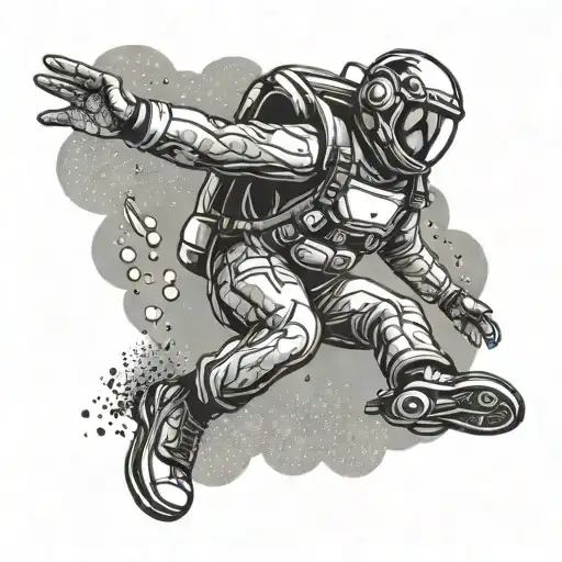 Skydiver jumping out of a plane with a bold design tattoo design idea