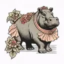 hippopotamus in tutu tattoo design idea