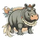 hippopotamus in tutu tattoo design idea