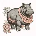 hippopotamus in tutu tattoo design idea