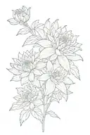 aster flower with the chinese libra sign and the word strong tattoo design idea