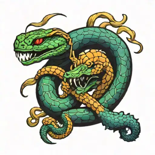 snake scorpion side by side fight separately tattoo design idea