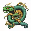 snake scorpion side by side fight separately tattoo design idea