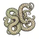 snake scorpion fighting side by side tattoo design idea