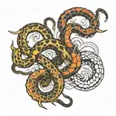 snake scorpion fighting side by side tattoo design idea